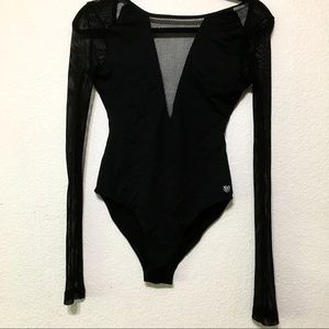 Black Bodysuit with Mesh sleeves and front!